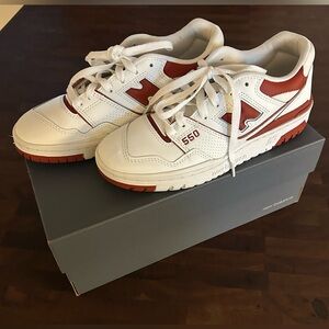 New Balance Women’s White and Red 550 Sneakers